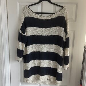 Striped Navy and Cream Women's Sweater